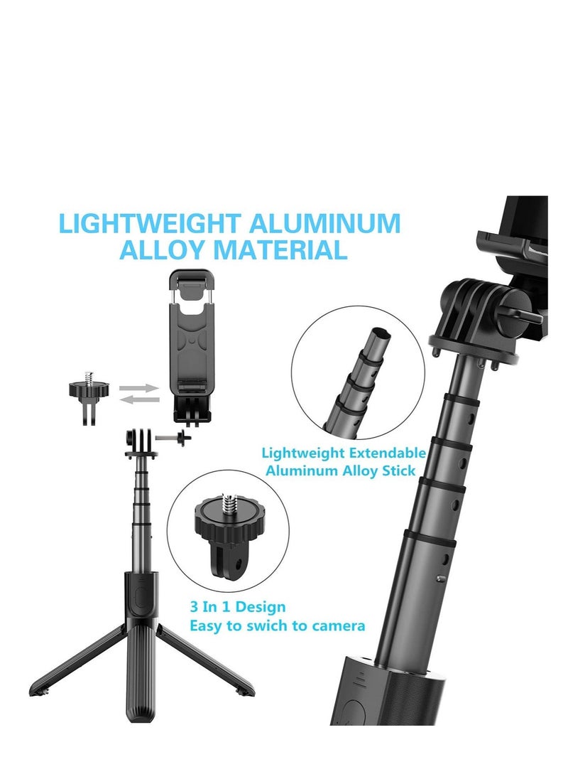 Generic - Selfie Stick, Extendable Selfie Stick Tripod with Wireless Remote and Tripod Stand, Portable, Lightweight, Compatible with iPhone 15 14 13 12 Pro Xs Max X 8Plus, Samsung Smartphone and More - Image 1