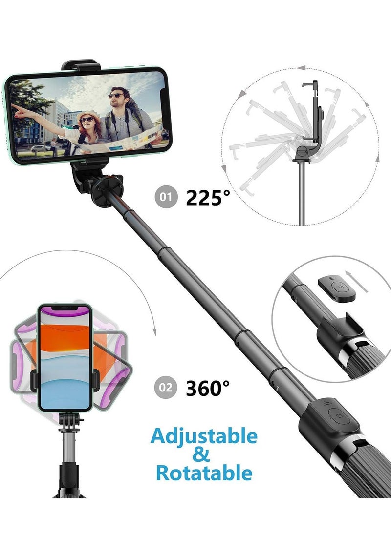Generic - Selfie Stick, Extendable Selfie Stick Tripod with Wireless Remote and Tripod Stand, Portable, Lightweight, Compatible with iPhone 15 14 13 12 Pro Xs Max X 8Plus, Samsung Smartphone and More - Image 1