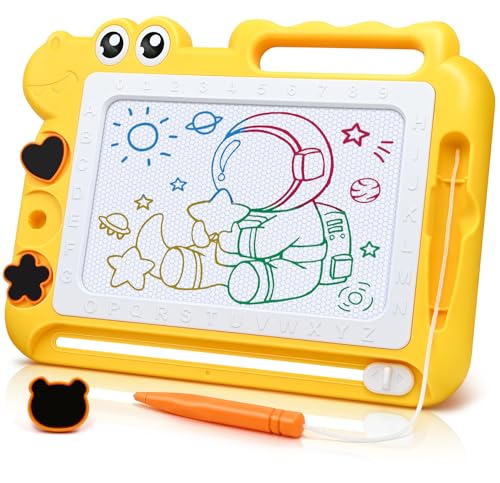 AiTuiTui Magnetic Drawing Board Toddler Toys Gift for Girls Boys Color Sketch Writing Scribble Doodle Pad Travel Games Educational Learning Kids Toys for Birthday or Valentine Yellow - Image 1
