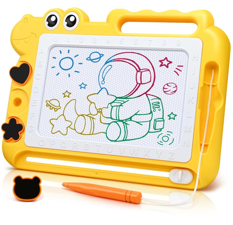 AiTuiTui Magnetic Drawing Board Toddler Toys Gift for Girls Boys Color Sketch Writing Scribble Doodle Pad Travel Games Educational Learning Kids Toys for Birthday or Valentine Yellow - Image 2