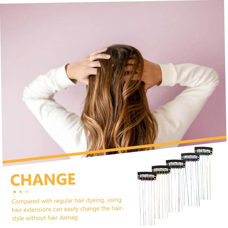 Healeved Colorful Hair Tinsel Extensions Kit 5pcs Heat Resistant Glitter Tinsel for Women Girls Clip-in Hair Accessories Tools for Festive Styles - Image 3