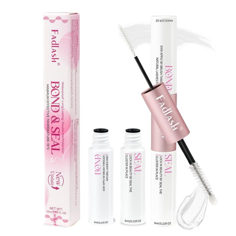 FADLASH Lash Bond and Seal 12ml Cluster Lash Glue for Eyelash Clusters Waterproof Eyelash Glue for DIY Eyelash Extensions Strong Hold - Image 1