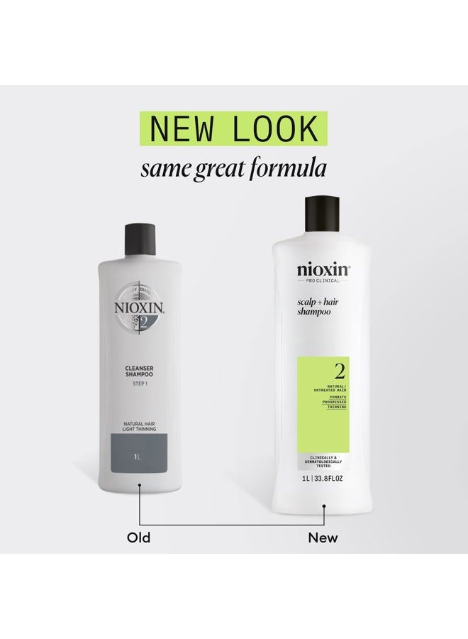 Nioxin System 2 Scalp + Hair Thickening Shampoo | For Natural Hair with Progressed Thinning | Boost Hair Density with Niacinamide & Biotin | 33.8 Fl Oz - Image 2