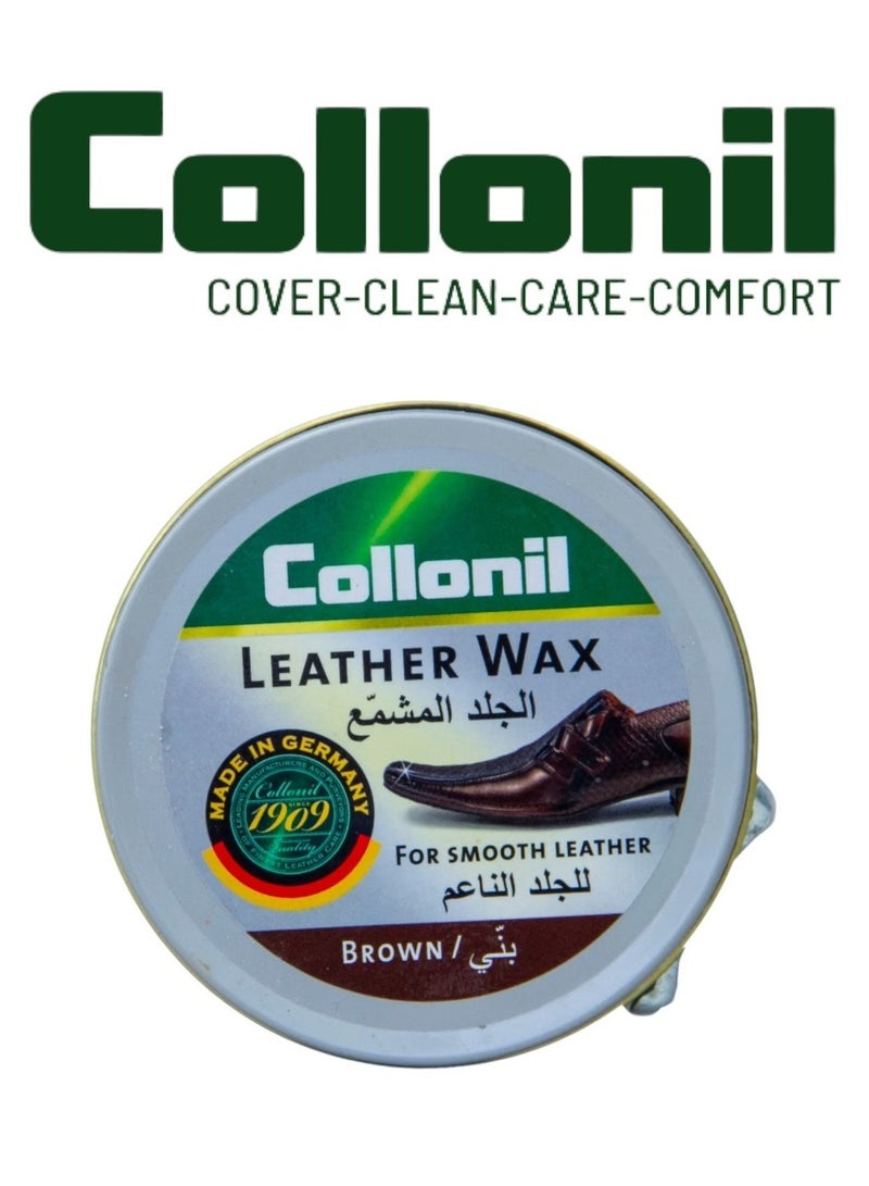 Collonil Collonil Leather Wax Tin Brown 50ml – Nourishing High-Gloss Shoe Polish for Premium Leather Care 