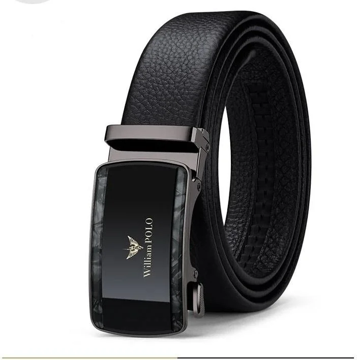 Williampolo Leather Black Men's Belt with Metal Buckle