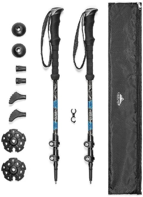 Cascade Mountain Tech Trekking Poles - Carbon Fiber Walking or Hiking Sticks with Quick Adjustable Locks (Set of 2)
