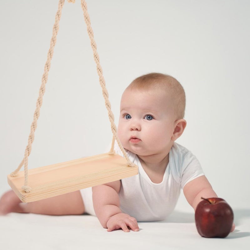 Wooden Swing Photography Prop Portable Lightweight Natural Indoor Outdoor - Image 4