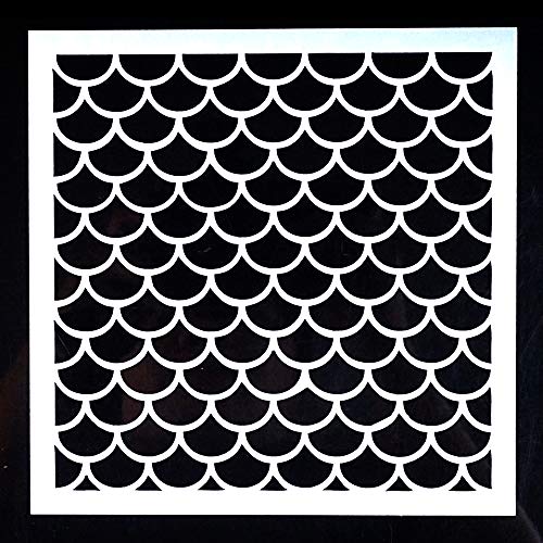 SLGIFT DIY Decorative Fish Scale Stencil Template for Painting on Walls Furniture Crafts (15 by 15 cm) - Image 2