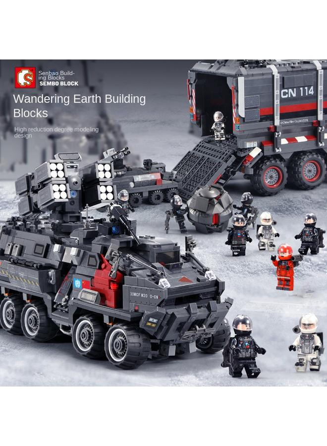 Bluejw Senbao Building Blocks Wandering Earth Box-type Carrier Truck Small Particle Manual Assembled Building Blocks Toy Boy - Image 2