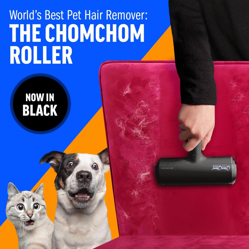ChomChom Roller Pet Hair Remover - Original Size Reusable Lint Roller for Cat & Dog Hair on Furniture, Couch, Carpet, Car, Rugs & Bedding - Portable, Eco-Friendly (Black) - Image 2