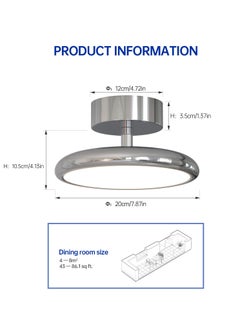 Ganeed LED Ceiling Light,20cm Dimmable Semi Flush Mount Ceiling Lamp,Modern Disc Silver Pendant Light,3000-6500K 15W Small Light Fixture Ceiling for Kitchen,Hallway,Foryer,Bedroom,Dining Room,Garage  - Image 3