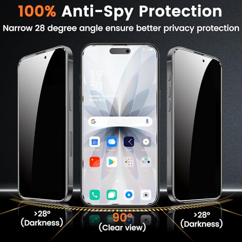 Lesakit 4 Pack Privacy Screen Protector for iPhone 17 6.3-Inch with 4 Pack Camera Lens Protector, Anti Spy Tempered Glass Film 9H Hardness Bubble Free Case Friendly - Image 3