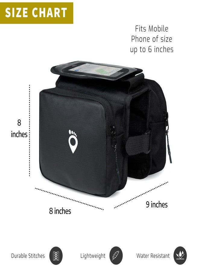 TRAVALATE® Polyester Bicycle Double Sided Front Frame Handlebar Bag - Top Tube Cycle Bag for up to 7 inch Phones (Black) - Image 3