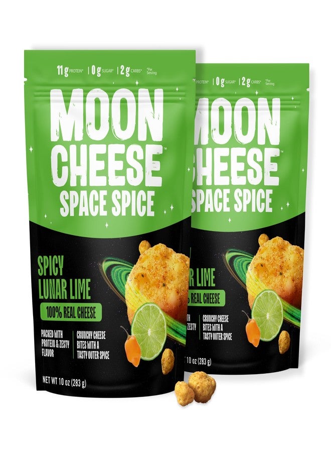 Moon Cheese Space Spice, Spicy Lunar Lime, Crunchy, Protein-Rich Cheese Snack Chips, Keto Friendly, 100% Real Cheese, Low Carb, Gluten-Free, No Sugar, 10 oz Bags (Pack of 2) - Image 1