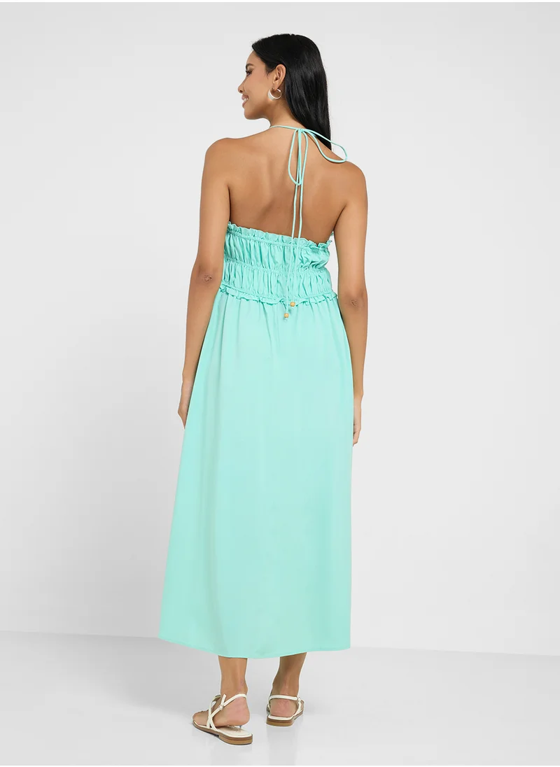 جينجر Strappy Shirred A Line Dress