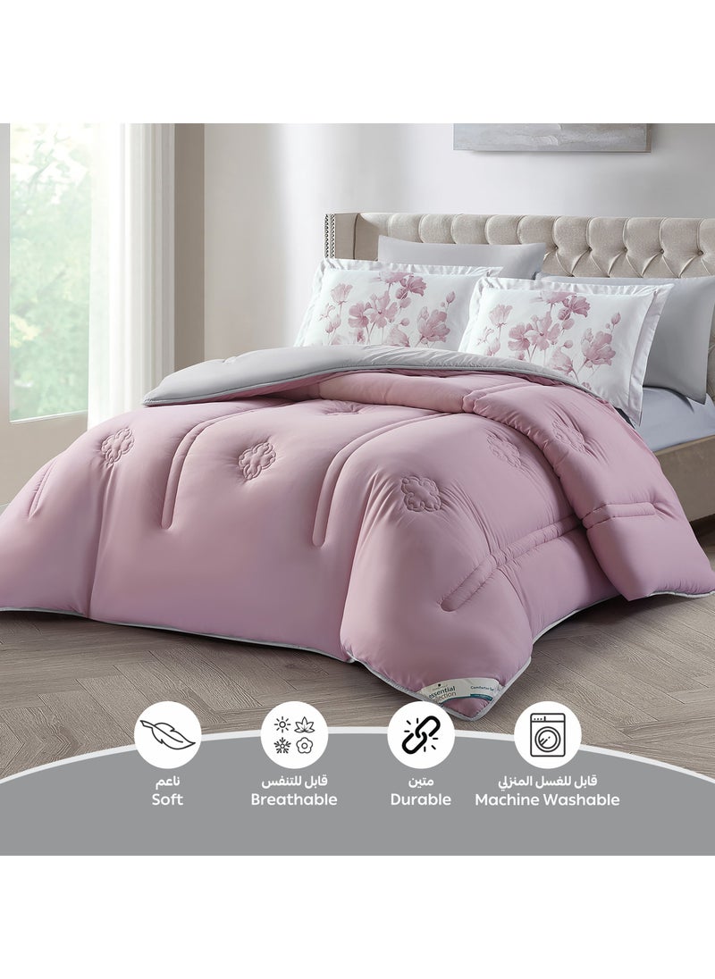 Bedding Comforter Set, King Size Fits 200x200 cm - 6-Pcs Digital Print Quilted Bed Set, Microfiber Fabric - 1 Comforter, 1 Fitted Sheet, 2 Pillow Shams, 2 Pillowcases