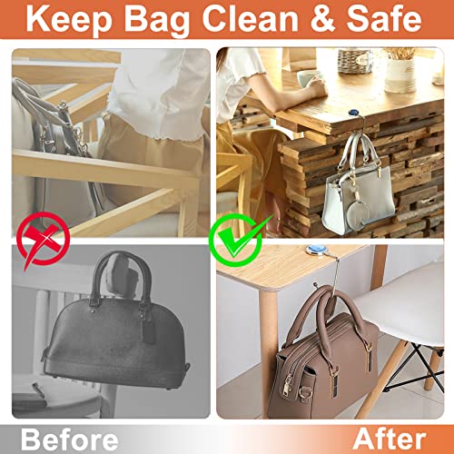 AUHOKY 6Pcs Portable Purse Hook Handbag Hanger for Table, Fashionable Long Handbag Bag Holder Under Counter, Christmas Stocking Holders Mantel Hooks for Women Girls Bags Storage(6 Marble Patterns) - Image 5