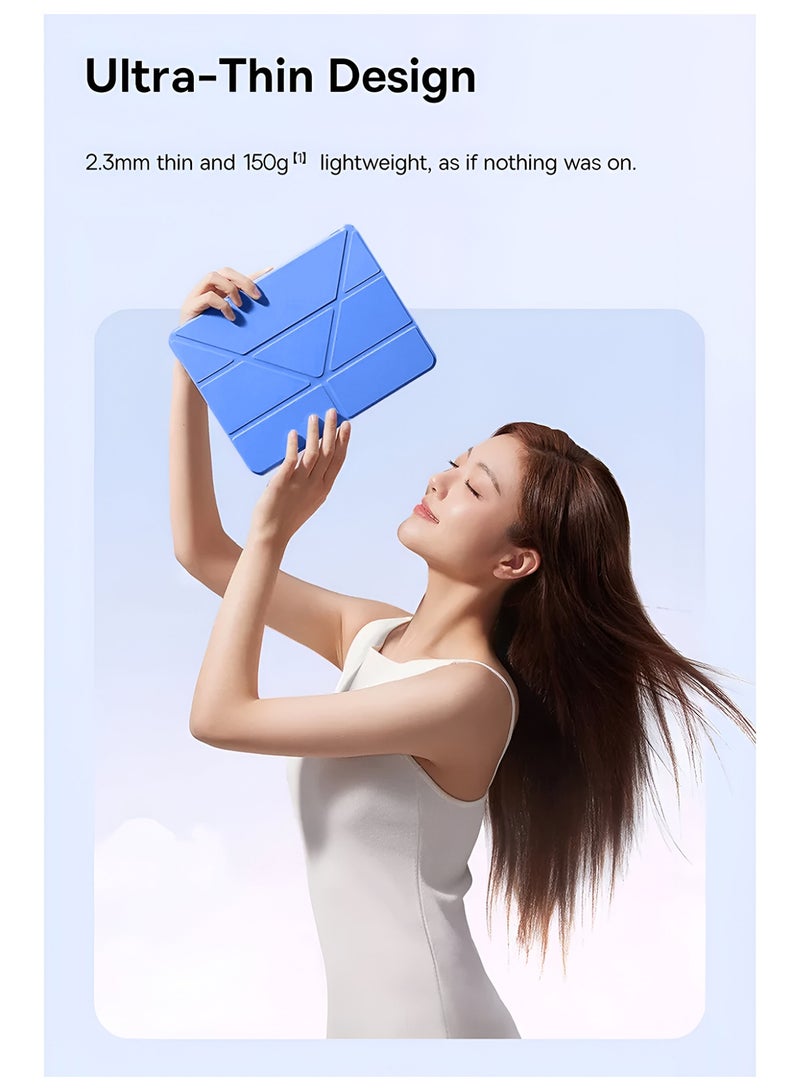 Wtech Apple iPad Pro 11 5G 2025 (M5) 11 inch Symmetry 360 Smart Folio Series Auto Awake/Auto Sleep Leather Texture Case Cover (TCFPSR) - Light Blue - Image 3