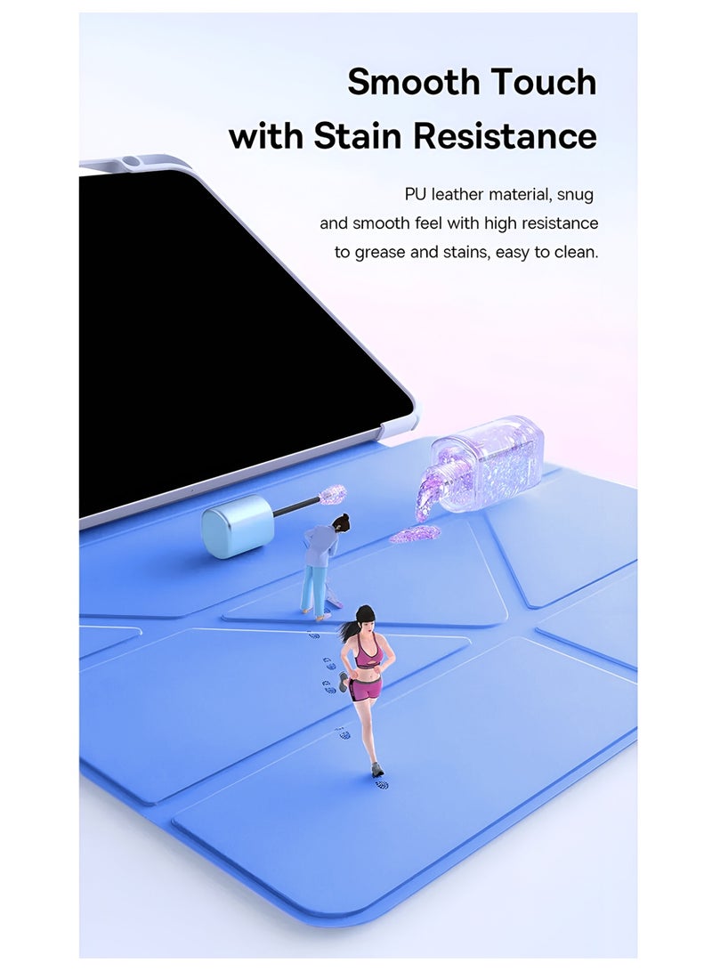 Wtech Apple iPad Pro 11 5G 2025 (M5) 11 inch Symmetry 360 Smart Folio Series Auto Awake/Auto Sleep Leather Texture Case Cover (TCFPSR) - Light Blue - Image 4