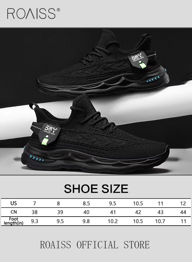 رويس أحذية رياضية منخفضة الرقبة للرجال، مريحة، خفيفة الوزن، أحذية جري ممتصة للصدمات، أحذية كاجوال سوداء برباط بمقدمة مستديرة، أنشطة خارجية، عصرية ومتعددة الاستخدامات - Image 4