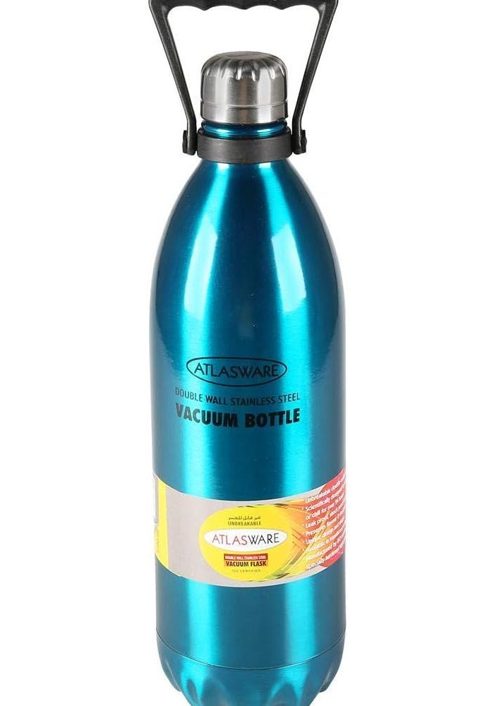Brabantia Atlasware Stainless Steel Vacuum Bottle - Blue, 1.75L