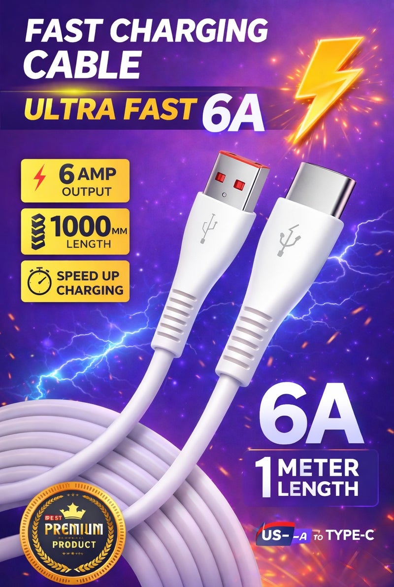 كابل بيانات سريع 3A | USB-A إلى Type-C | 1م نايلون مضفر | مقاوم للتشابك، متين وطويل الأمد | شحن سريع لجميع أجهزة USB-C - Image 1