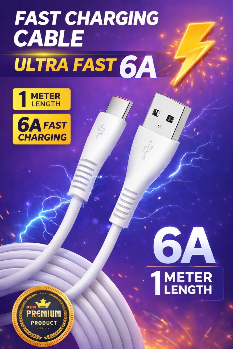 كابل بيانات سريع 3A | USB-A إلى Type-C | 1م نايلون مضفر | مقاوم للتشابك، متين وطويل الأمد | شحن سريع لجميع أجهزة USB-C - Image 3