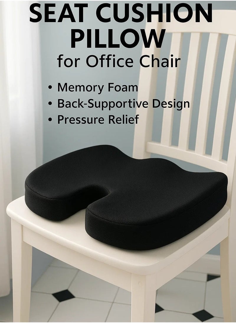 Denx Seat Cushion Pillow For Office Chair, Non-Slip Memory Foam Chair Pad For Back, Sciatica And Tailbone Pain Relie, Desk Chair Cushion For Car, Wheelchair, Airplane - Image 5