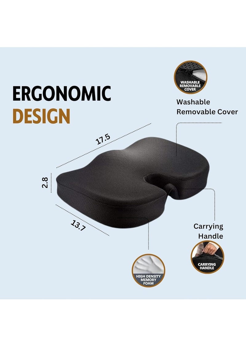 Denx Seat Cushion Pillow For Office Chair, Non-Slip Memory Foam Chair Pad For Back, Sciatica And Tailbone Pain Relie, Desk Chair Cushion For Car, Wheelchair, Airplane - Image 3