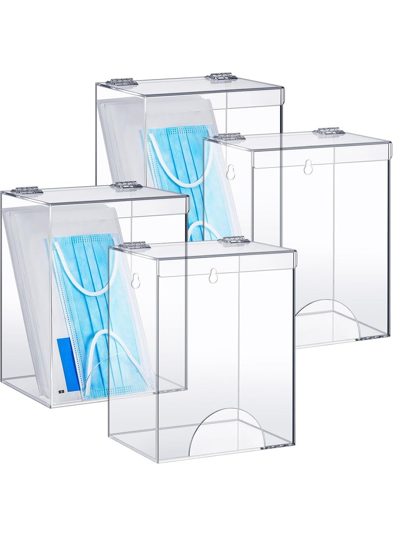Slasa SLASA 4 Pcs Large Acrylic Dispenser 6.5"x5"x8.25" – Wall Mount or Tabletop PPE Holder for Hair Nets, Emesis Bags, Goggles, Gloves, Shoe Covers, Beard Nets – Clear Acrylic Organizer – Set of 4  - Image 1