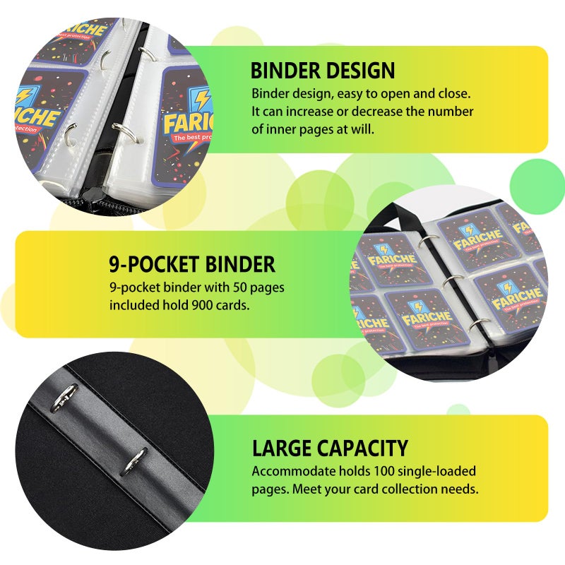 FARICHE Trading Card Binder for TCG Cards, 9-Pocket Portable Card Collector Ablum Holder Book Fits 900 Cards with 50 Removable Sleeve, Waterproof BKM Card Binder Display Storage Carrying Cases for TCG-Totem - Image 3
