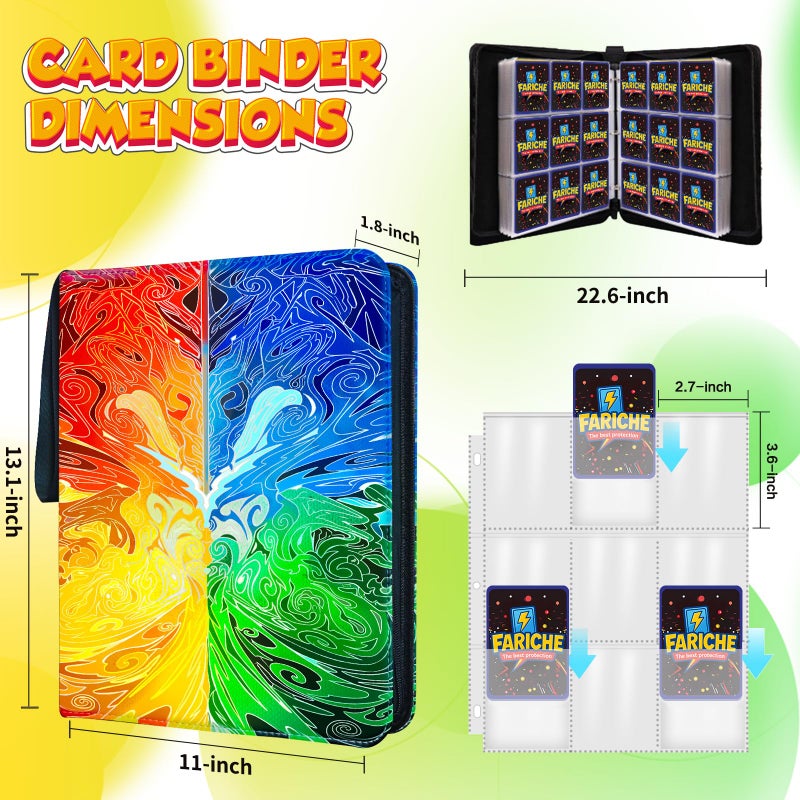 FARICHE Trading Card Binder for TCG Cards, 9-Pocket Portable Card Collector Ablum Holder Book Fits 900 Cards with 50 Removable Sleeve, Waterproof BKM Card Binder Display Storage Carrying Cases for TCG-Totem - Image 5