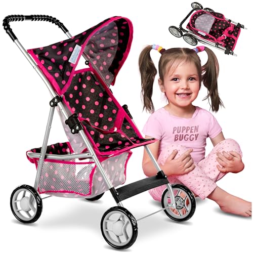 Kinderplay Baby Doll Stroller Pram for Girls Umbrella Stroller for Kids Lightweight Play Carriage for Toddler Ages 2 Years Baby Doll Accessories with Storage 2205Inch Handle Height Model KP0280G - Image 1