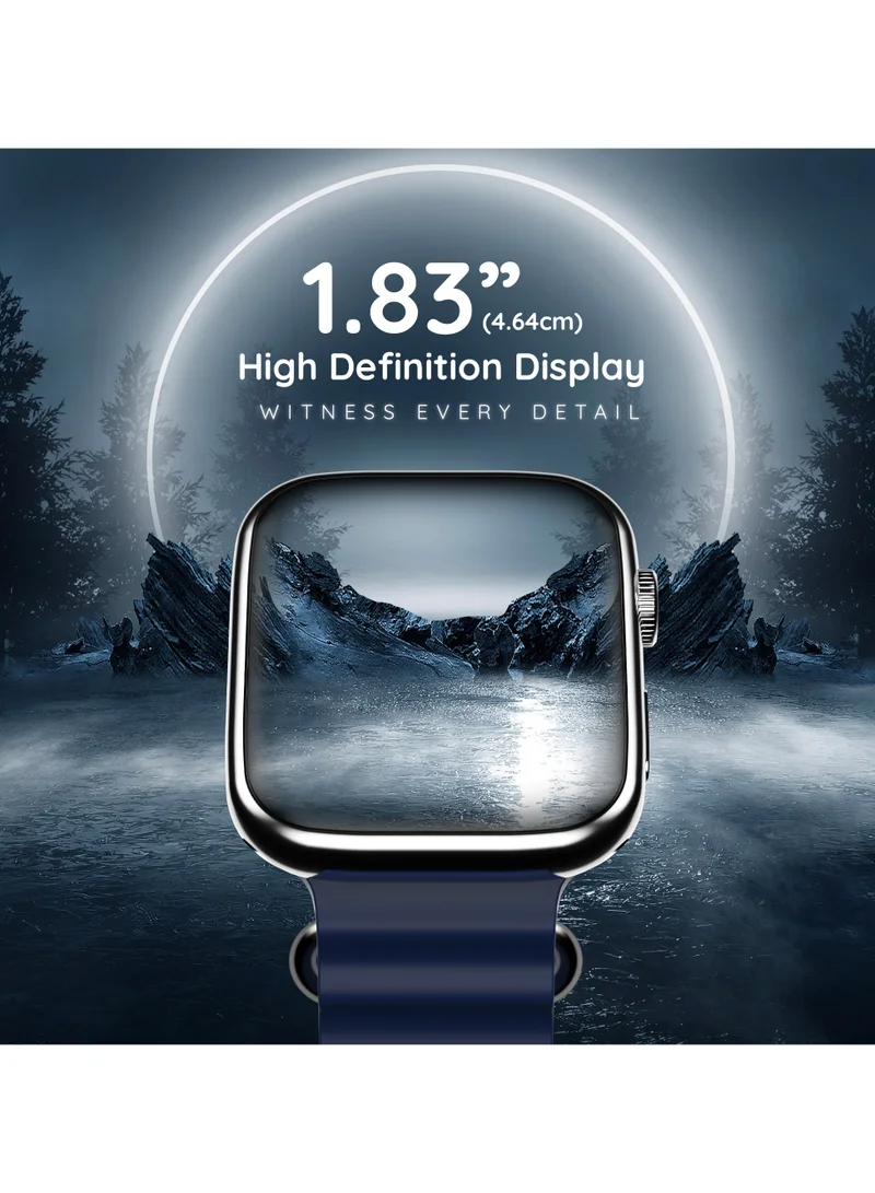 Pebble Zest 1.83" ( 4.64 cm) HD Display Smartwatch, BT Calling, Health Suite, SPO2, Zen Mode, Sleep Monitoring, Multiple Watch Faces, Step Pedometer, Multi-Sports Modes, Alarm & Notification, Midnight Blue