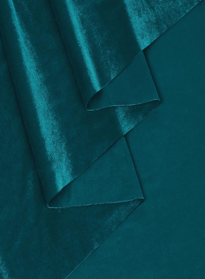 KKJIAF Teal Stretch Velvet Fabric 60 Inch Wide, 1 Yard Soft Stretchy Fabric for Sewing Clothes, Apparel, Costume, Crafts - 90% Polyester 10% Spandex - Image 5