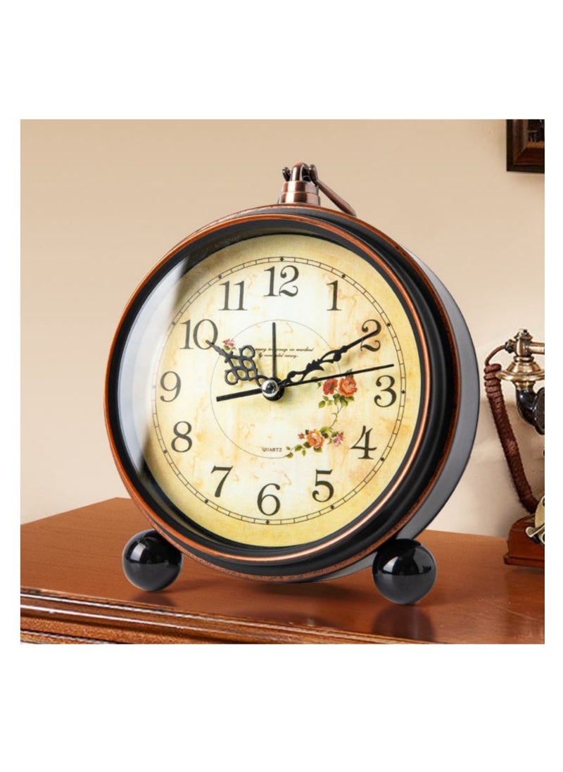 NOVOLAN - NOVOLAN Silent Alarm Clock Retro Alarm Clock, Retro-Inspired Metal Construction, Creative Bedside or Desk Clock, Battery-Powered, Wall Mountable, Clear and Easy-To-Read Dial, Silent Movement - Image 1