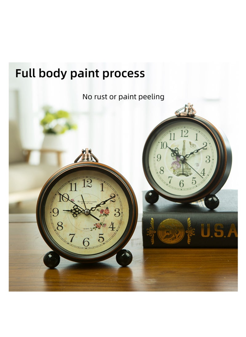 NOVOLAN - NOVOLAN Silent Alarm Clock Retro Alarm Clock, Retro-Inspired Metal Construction, Creative Bedside or Desk Clock, Battery-Powered, Wall Mountable, Clear and Easy-To-Read Dial, Silent Movement - Image 1