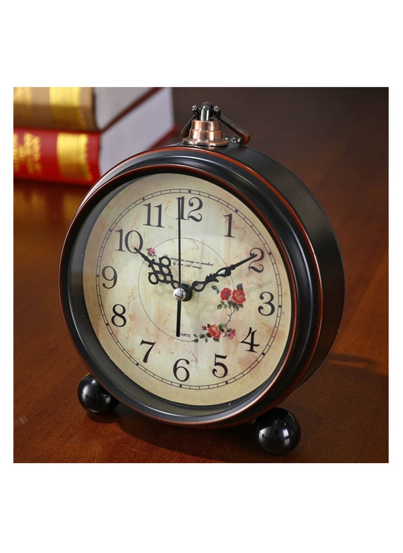 NOVOLAN - NOVOLAN Silent Alarm Clock Retro Alarm Clock, Retro-Inspired Metal Construction, Creative Bedside or Desk Clock, Battery-Powered, Wall Mountable, Clear and Easy-To-Read Dial, Silent Movement - Image 1