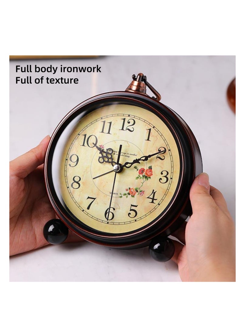 NOVOLAN - NOVOLAN Silent Alarm Clock Retro Alarm Clock, Retro-Inspired Metal Construction, Creative Bedside or Desk Clock, Battery-Powered, Wall Mountable, Clear and Easy-To-Read Dial, Silent Movement - Image 1