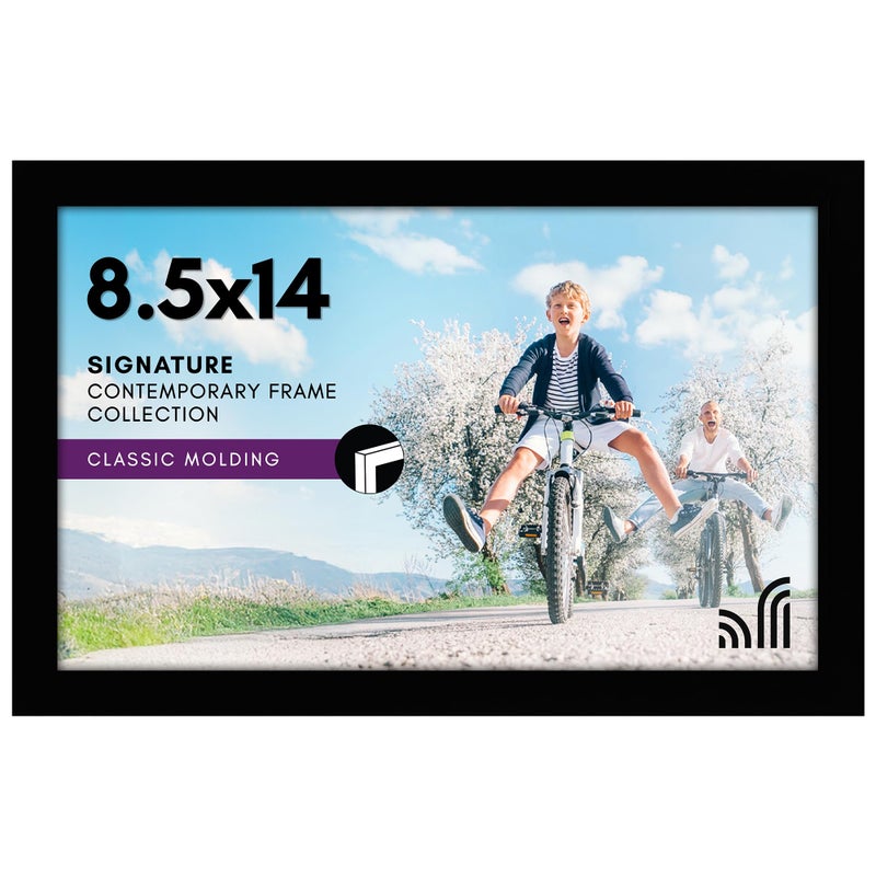 Americanflat 85x14 Picture Frame with ShatterResistant Glass  Signature Collection  GalleryStyle Frames Made of Engineered Wood  Photo Frame for Wall Display  Black - Image 1