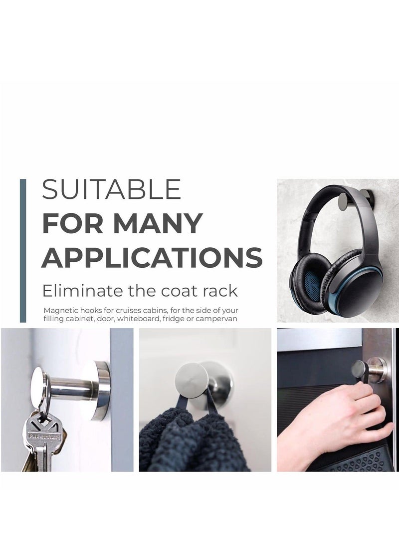 Set of 2 Strong Magnetic Hooks for Hanging Coats and Bags Magnet Hooks Heavy Duty Magnets Neodymium 52 Rare Earth Magnets Push Pin Style Magnet Hook for Refrigerator Locker - Image 2