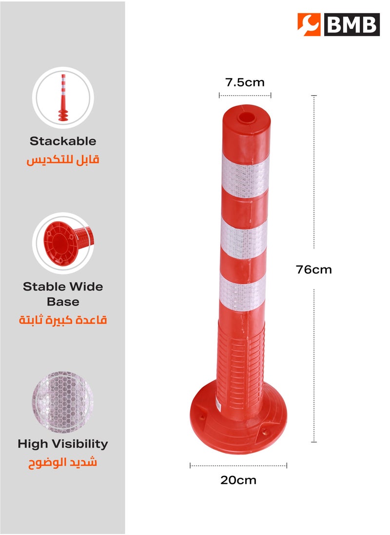 LAWAZIM - Traffic Safety Pole 75cm with Reflective Tape Overlap| Traffic Delineator Post Cones | truck parking, Safety Barriers Road Traffic - Image 1