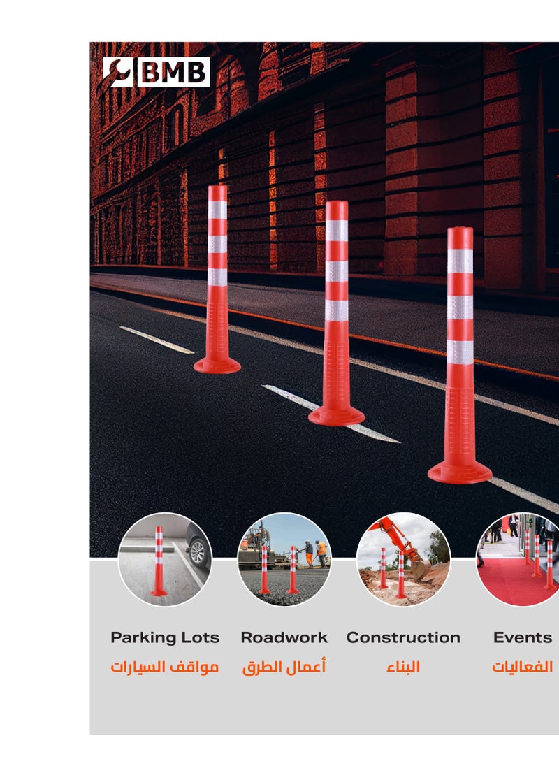 LAWAZIM - Traffic Safety Pole 75cm with Reflective Tape Overlap| Traffic Delineator Post Cones | truck parking, Safety Barriers Road Traffic - Image 1
