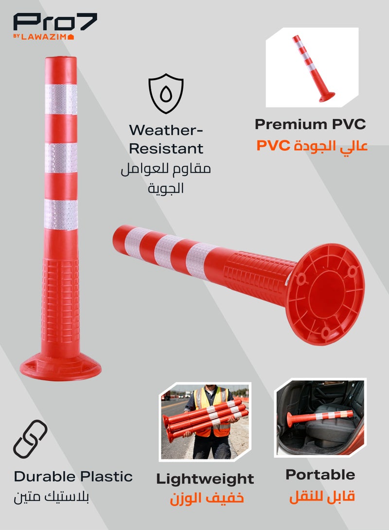 LAWAZIM Pro7 Traffic Safety Pole 75cm with Reflective Tape Overlap| Traffic Delineator Post Cones | truck parking, Safety Barriers Road Traffic - Image 4