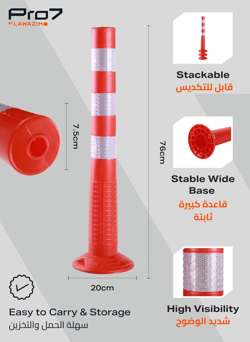LAWAZIM Pro7 Traffic Safety Pole 75cm with Reflective Tape Overlap| Traffic Delineator Post Cones | truck parking, Safety Barriers Road Traffic - Image 2
