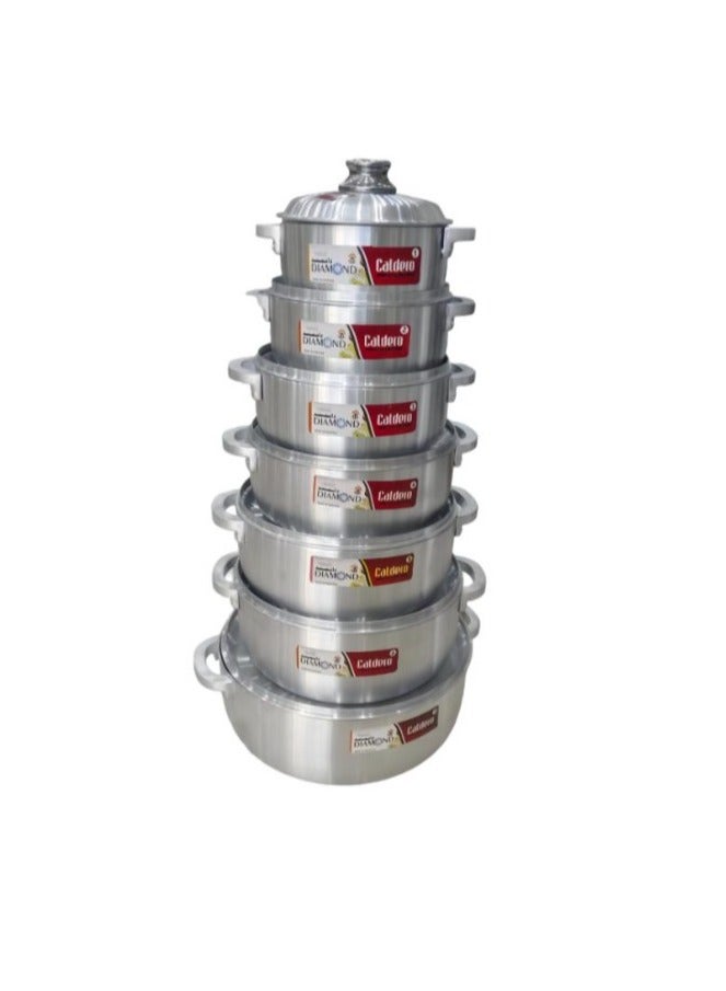 7-piece Pakistani Diamond Aluminum Wide Cookware Set  - Image 1