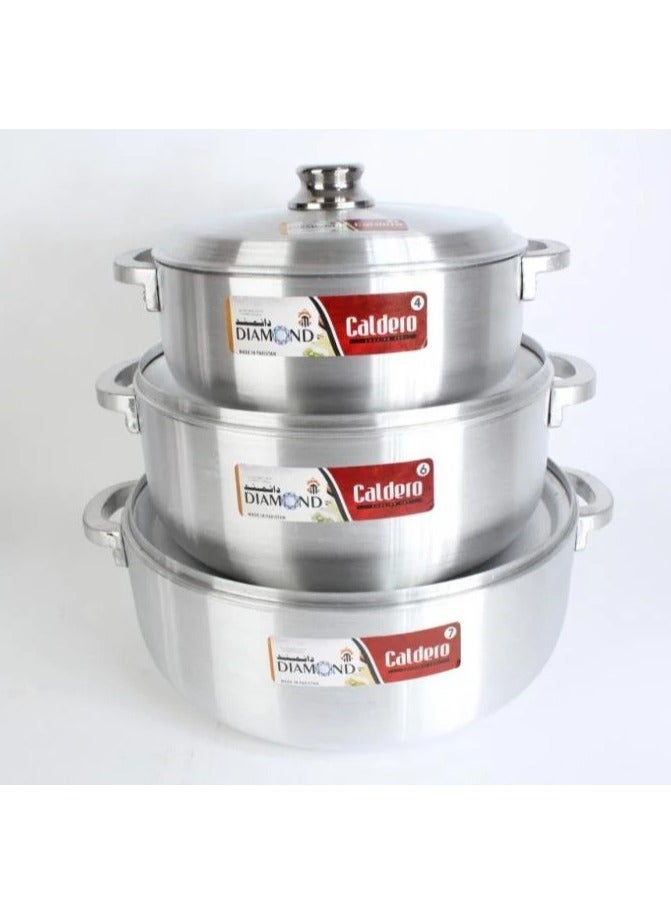 7-piece Pakistani Diamond Aluminum Wide Cookware Set  - Image 3