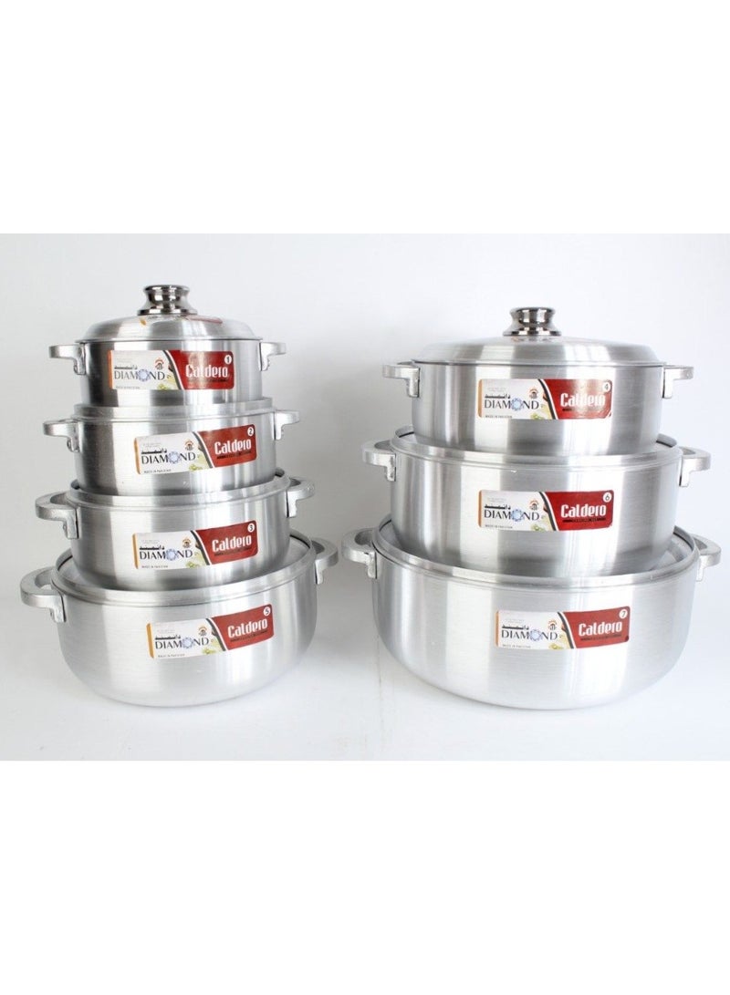 7-piece Pakistani Diamond Aluminum Wide Cookware Set  - Image 2