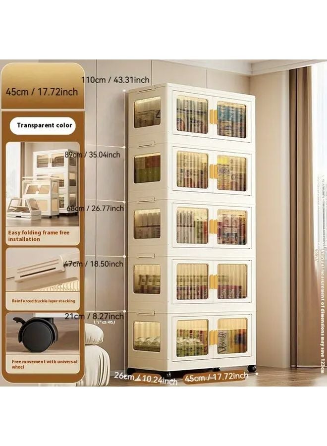 Cream 3 Floor Stackable Foldable Plastic Storage Trunks Organizer For Shoes Books Linens - Image 3