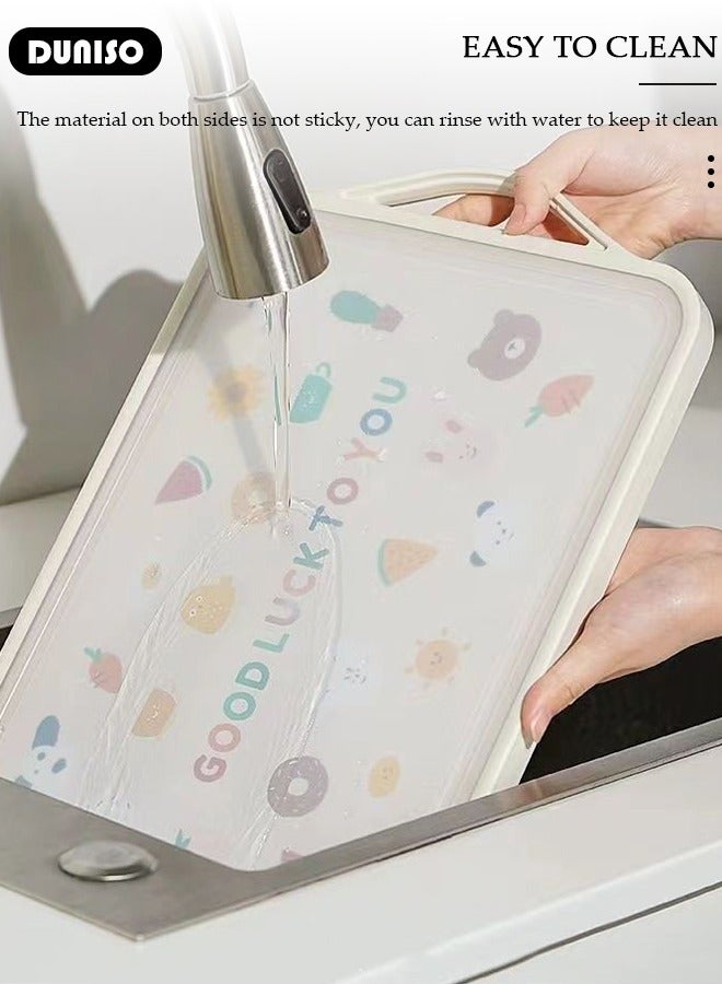 DUNISO Stainless Steel Cutting Boards, Double Sided Cutting Boards for Kitchen, Eco-Friendly Rubber Edge Non-slip Stainless Chopping Board, Large Double-Side Using Cutting Board  with Handle,for Fruit and Meat - Image 5